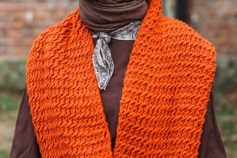 Warm Terracotta Linen Scarf